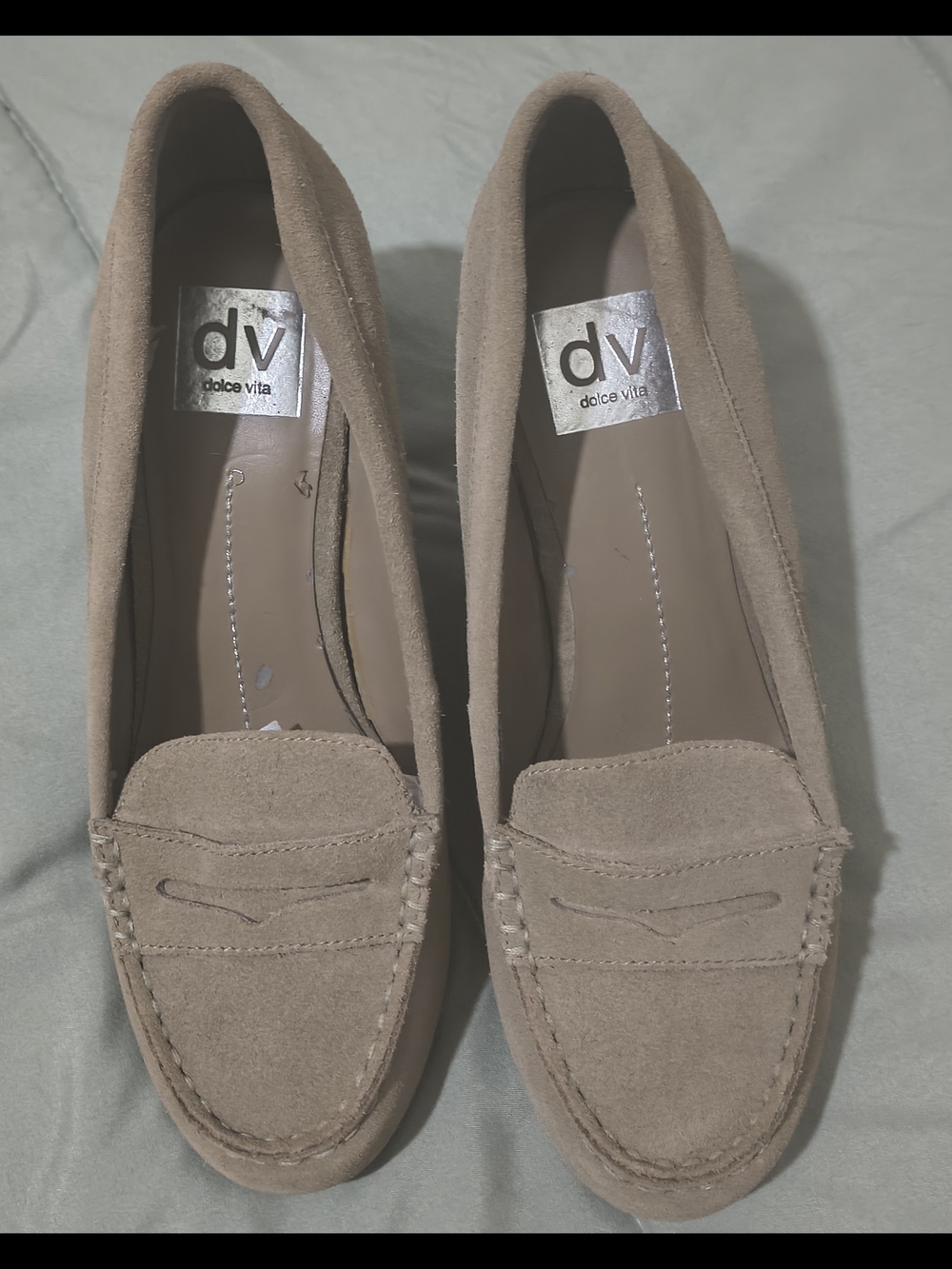 Dolce Vita Suede Wedge Loafers in Taupe